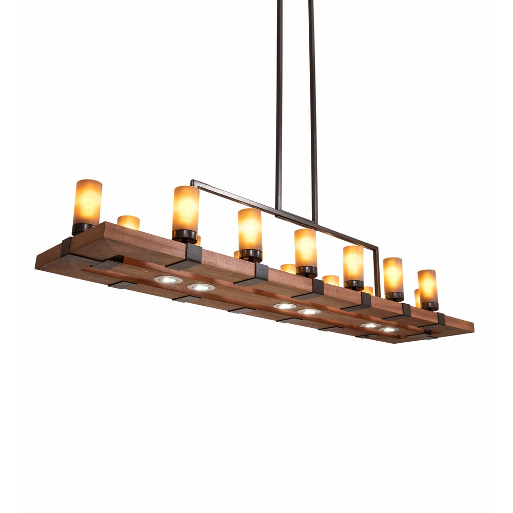 2nd Ave Lighting Billiard/Island Walnut Stained And Timeless Bronze / Amber Frosted Glass / Glass Grand Terrace Billiard/Island By 2nd Ave Lighting 220740
