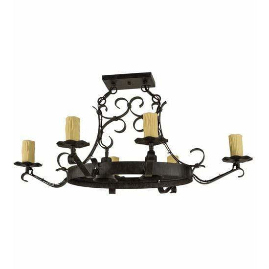2nd Ave Lighting Chandeliers Antique Iron Gate / Glass Handforged Chandelier By 2nd Ave Lighting 151539