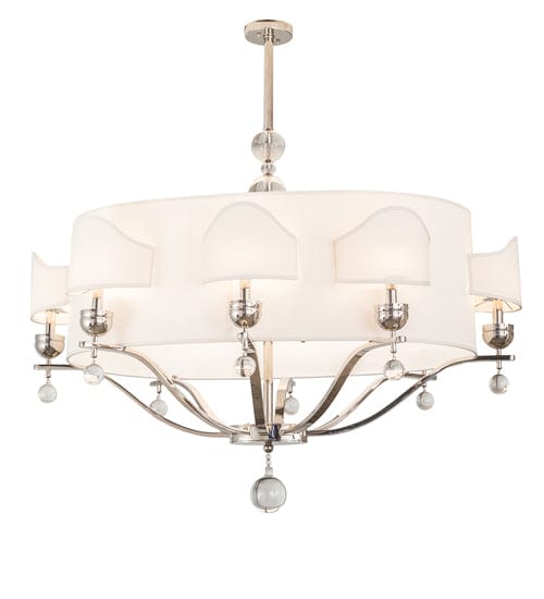 2nd Ave Lighting Chandeliers Polished Nickel / Beige Textrene / Glass Fabric Idalight Helena Chandelier By 2nd Ave Lighting 141785