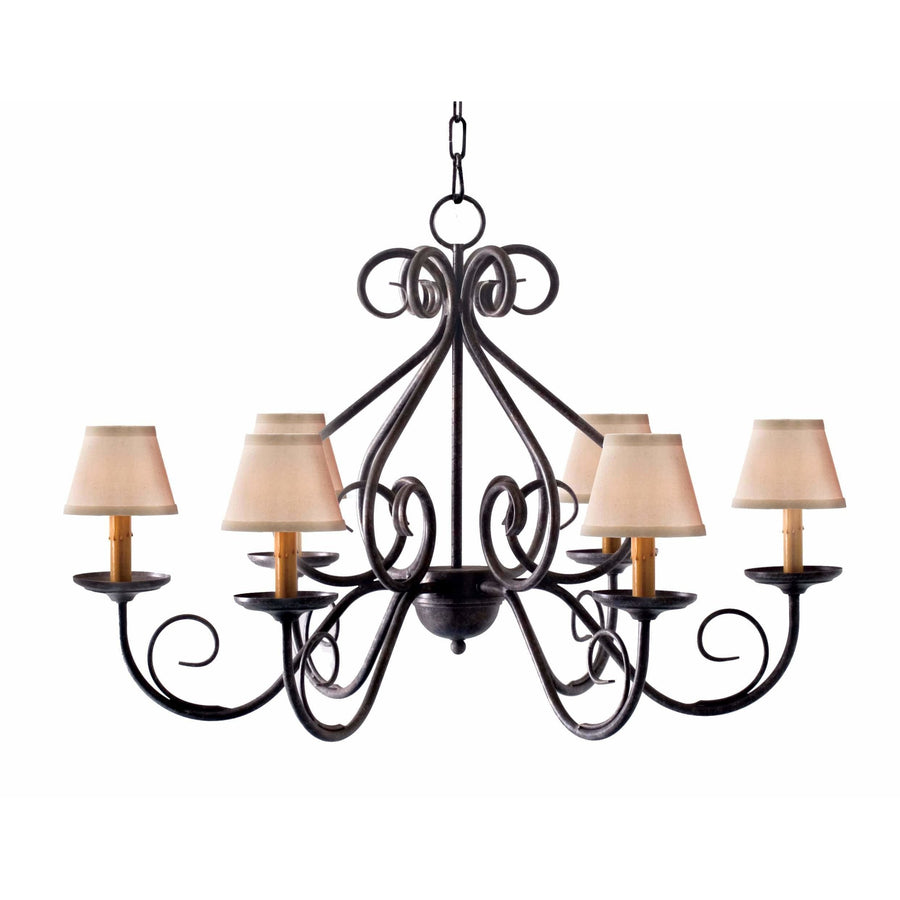 2nd Ave Lighting Chandeliers Antique Iron Gate / Natural Linen Textrene Jenna Chandelier By 2nd Ave Lighting 116413