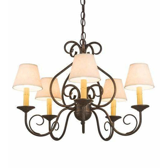 2nd Ave Lighting Chandeliers Golden Bronze / Aged Celadon Parchment Shade Jenna Chandelier By 2nd Ave Lighting 197364