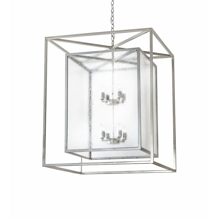 2nd Ave Lighting Pendants Nickel Powder Coat / Clear Seeded Glass / Glass Kitzi Box Pendant By 2nd Ave Lighting 226415