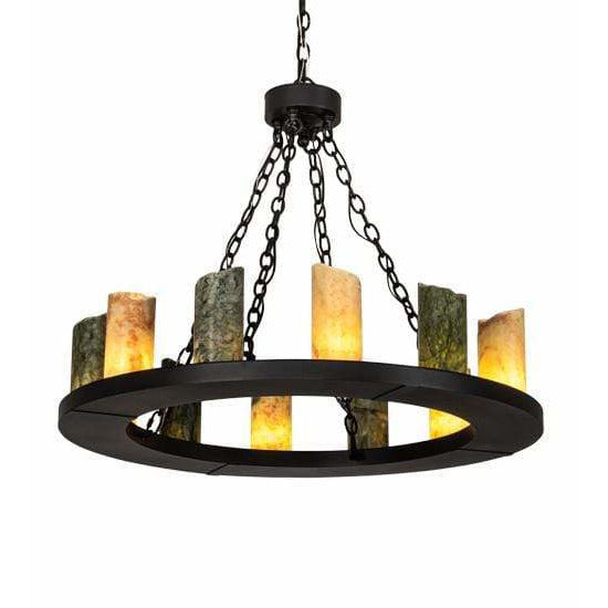 2nd Ave Lighting Chandeliers Old Wrought Iron / Light And Dark Green Jadestone / Stone Loxley Chandelier By 2nd Ave Lighting 216598