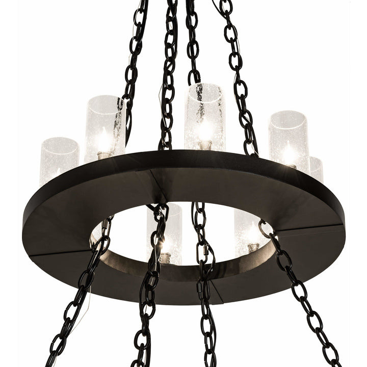2nd Ave Lighting Chandeliers Textured Black / Clear Seeded Glass / Glass Loxley Chandelier By 2nd Ave Lighting 221385