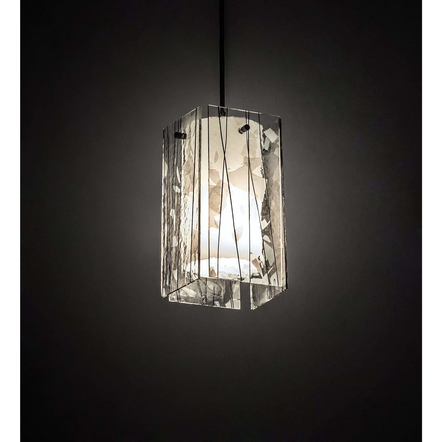 2nd Ave Lighting Pendants Textured Black / White Glass Cylinder And Clear Textured With Branches / Glass Metro Fusion Pendant By 2nd Ave Lighting 226315
