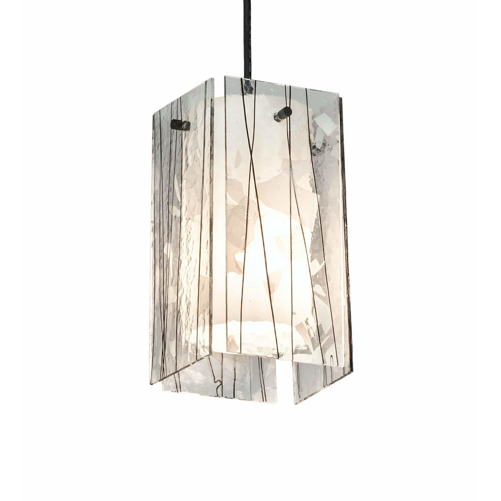 2nd Ave Lighting Pendants Textured Black / White Glass Cylinder And Clear Textured With Branches / Glass Metro Fusion Pendant By 2nd Ave Lighting 226315