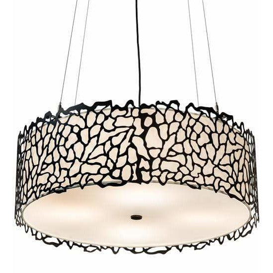 2nd Ave Lighting Pendants Black Textured / White Linen / Fabric/Acrylic Parmecia Pendant By 2nd Ave Lighting 200845