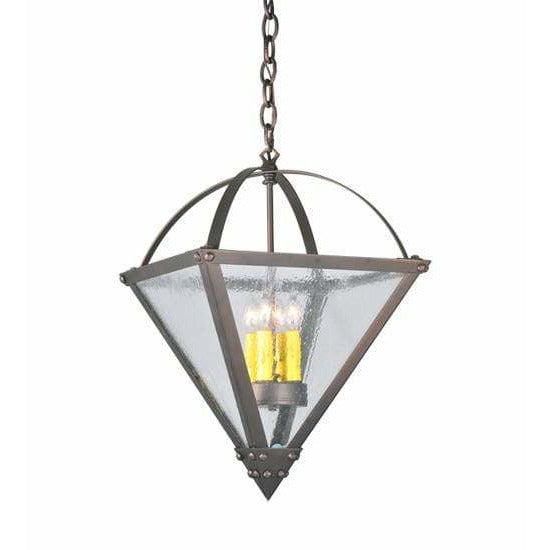 2nd Ave Lighting Inverted Pendants Mahogany Bronze / Clear Seeded Glass / Glass Fabric Idalight Pyramid Inverted Pendant By 2nd Ave Lighting 107102