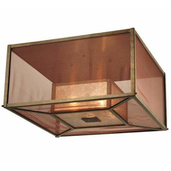 2nd Ave Lighting Flush Mounts Gilded Tobacco / Silver Mica And Coffee Textralite / Glass Fabric Idalight Quadrato Flush Mount By 2nd Ave Lighting 125237