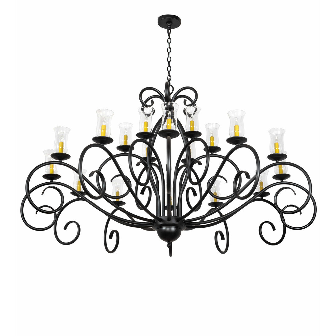 2nd Ave Lighting Chandeliers Satin Black Wrought Iron / Clear Hurricane / Glass Sienna Chandelier By 2nd Ave Lighting 217145