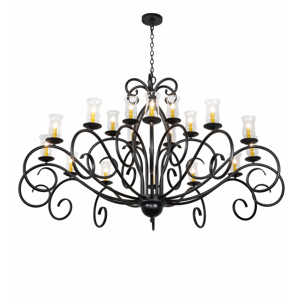 2nd Ave Lighting Chandeliers Satin Black Wrought Iron / Clear Hurricane / Glass Sienna Chandelier By 2nd Ave Lighting 217145