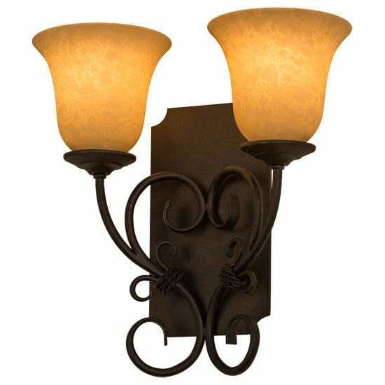 2nd Ave Lighting Two Lights Chestnut / Scavo Art Glass / Glass Fabric Idalight Thierry Two Light By 2nd Ave Lighting 162462