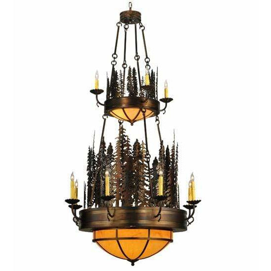 2nd Ave Lighting Chandeliers Burnished Antique Copper / Amber Quartz Idalight / Glass Fabric Idalight Walden Pine Chandelier By 2nd Ave Lighting 133303