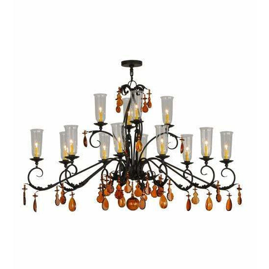2nd Ave Lighting Chandeliers Chestnut / Clear Hurricane Glass / Glass Fabric Idalight Windsor Chandelier By 2nd Ave Lighting 136485