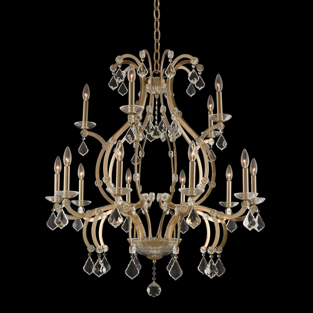 Allegri by Kalco Lighting Chandeliers Brushed Champagne Gold / Firenze Clear Duchess (10+5) Light 2 Tier Chandelier From Allegri by Kalco Lighting 029652