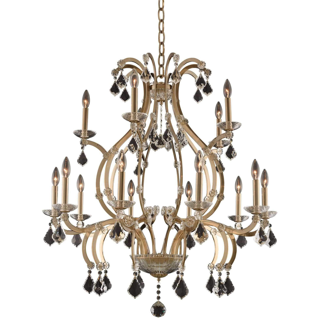 Allegri by Kalco Lighting Chandeliers Brushed Champagne Gold / Firenze Clear Duchess (10+5) Light 2 Tier Chandelier From Allegri by Kalco Lighting 029652