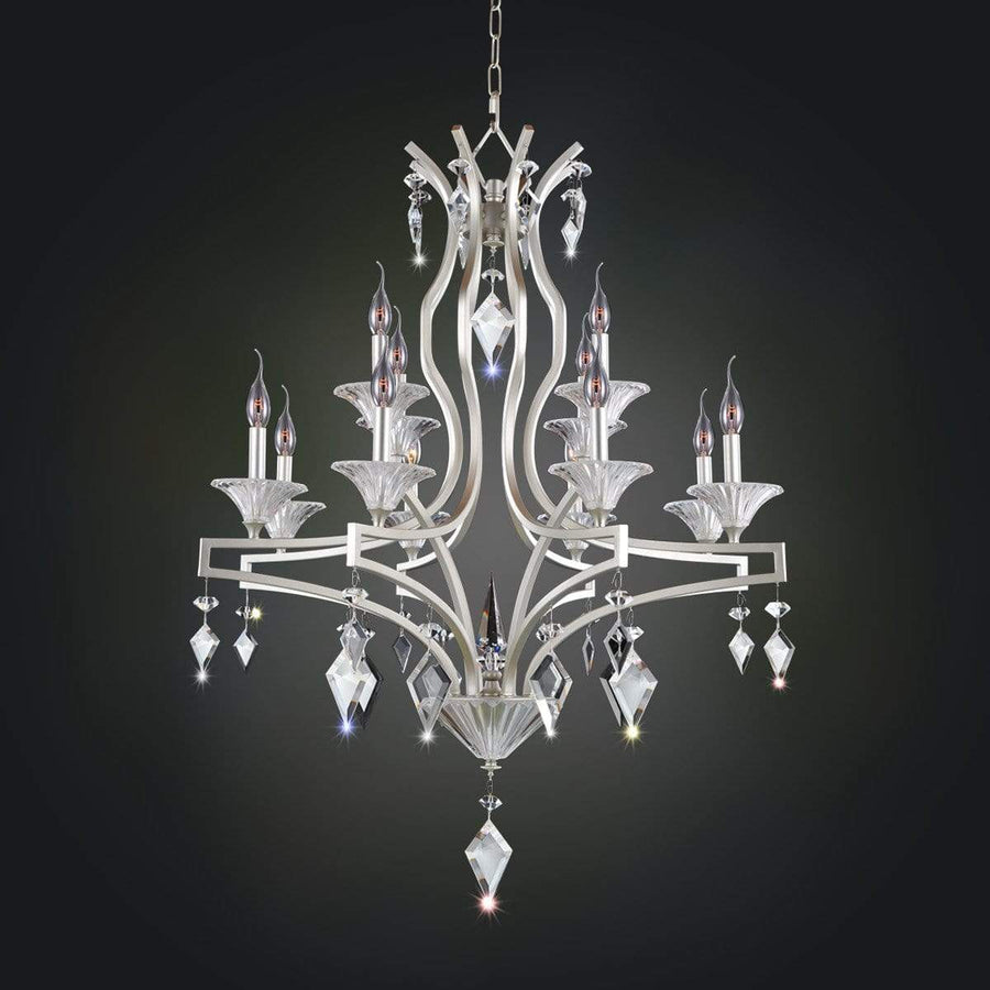 Allegri by Kalco Lighting Chandeliers Tarnished Silver / Firenze Clear Florence 12 Light Chandelier From Allegri by Kalco Lighting 11676