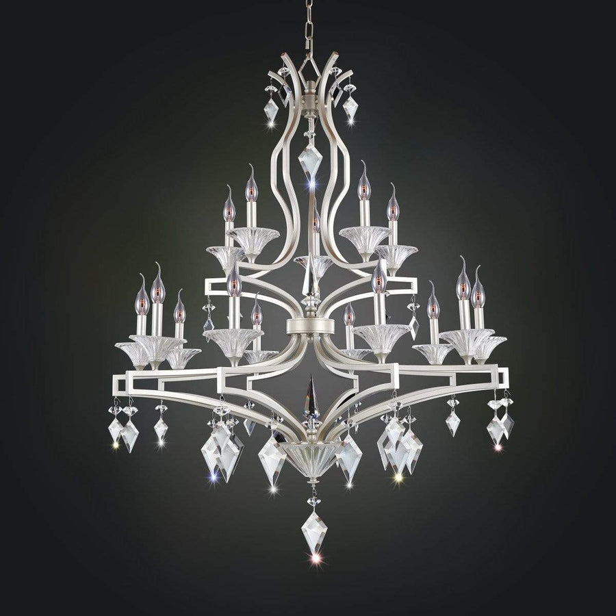 Allegri by Kalco Lighting Chandeliers Tarnished Silver / Firenze Clear Florence 15 Light Chandelier From Allegri by Kalco Lighting 11677