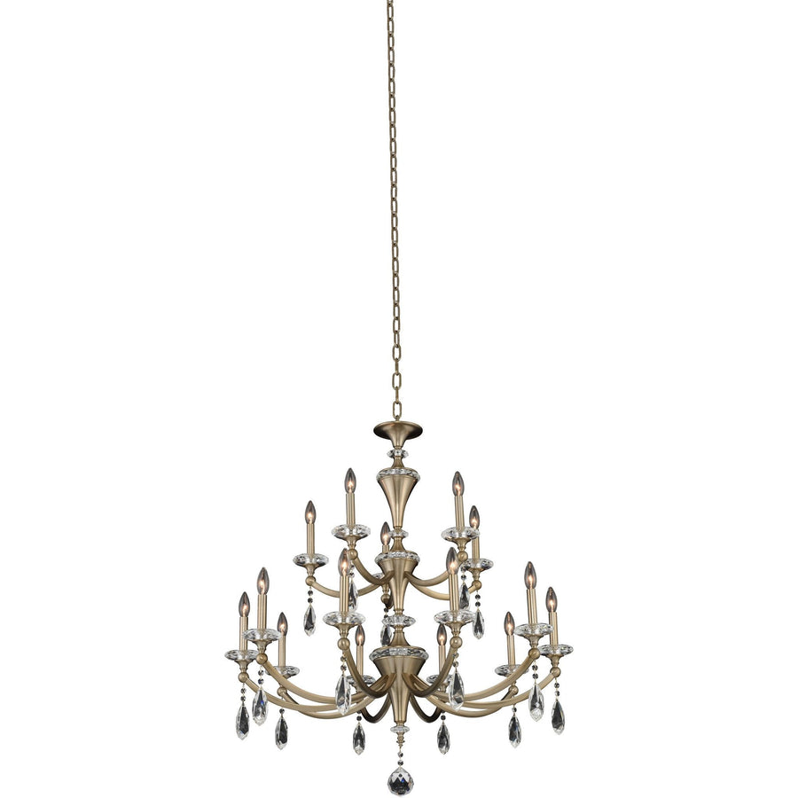 Allegri by Kalco Lighting Chandeliers Matte Brushed Champagne Gold / Firenze Clear Floridia (10+5) Light 2 Tier Chandelier From Allegri by Kalco Lighting 012173
