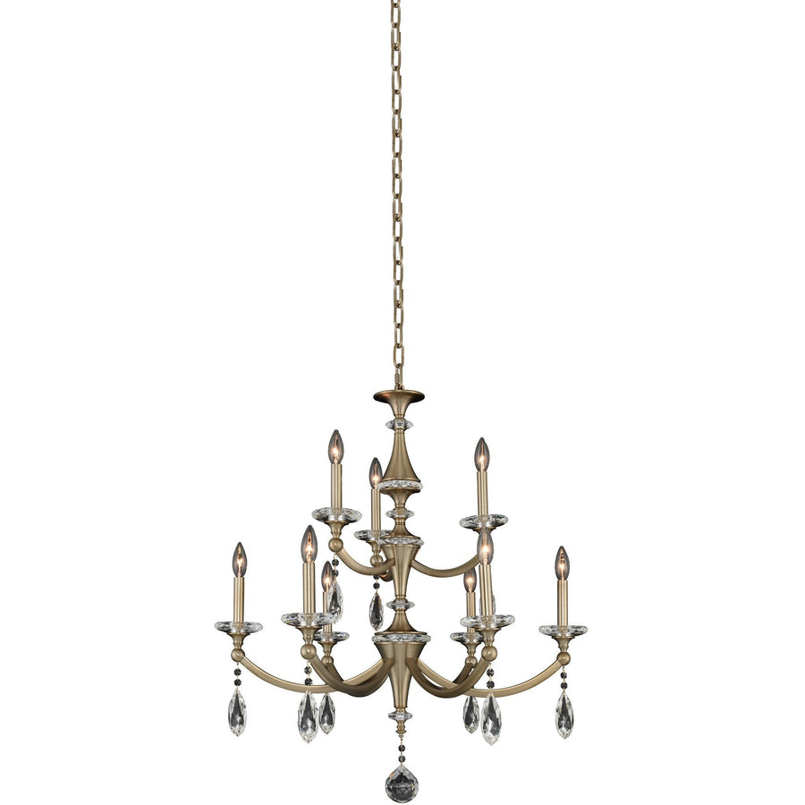 Allegri by Kalco Lighting Chandeliers Matte Brushed Champagne Gold / Firenze Clear Floridia (6+3) Light 2 Tier Chandelier From Allegri by Kalco Lighting 012172