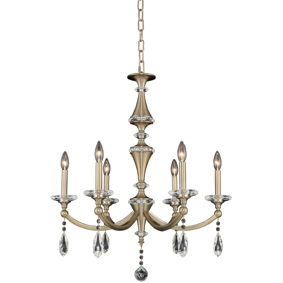 Allegri by Kalco Lighting Chandeliers Matte Brushed Champagne Gold / Firenze Clear Floridia 6 Light Chandelier From Allegri by Kalco Lighting 012171