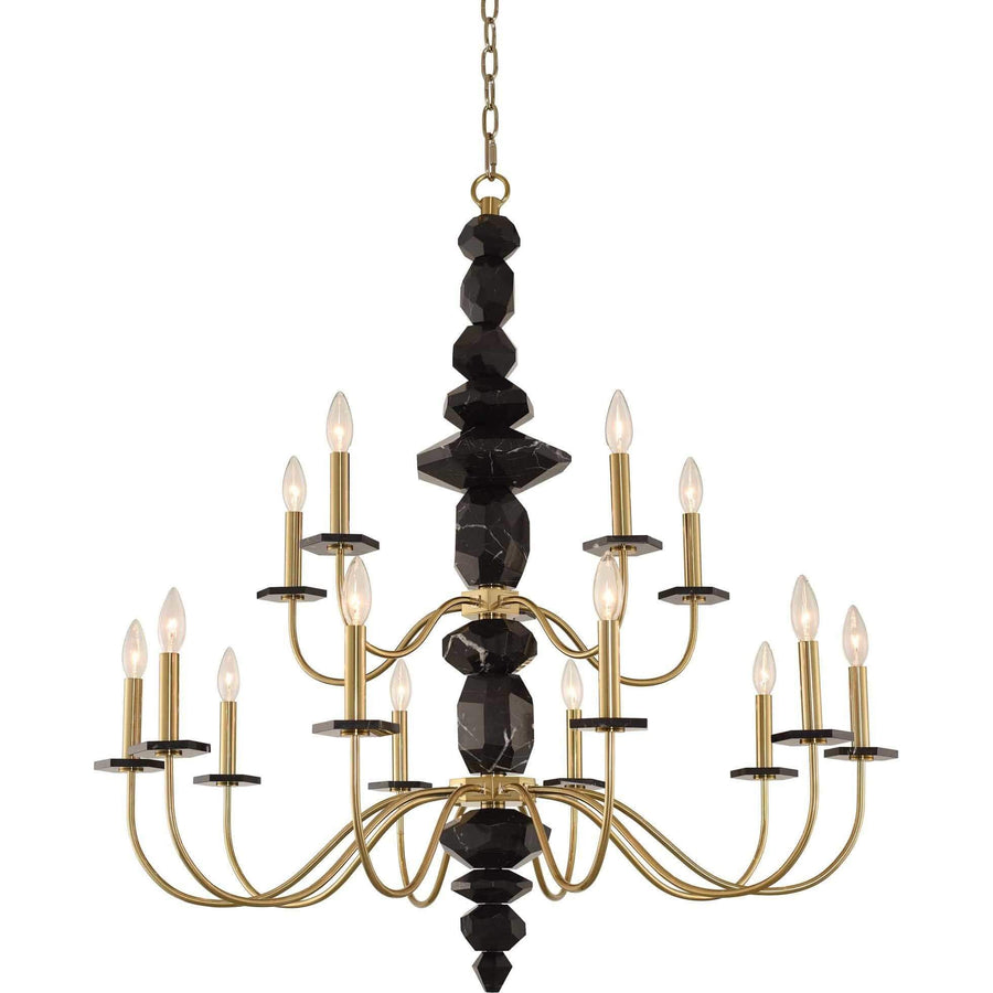 Allegri by Kalco Lighting Chandeliers Brushed Brass / N/A Piedra (10+5) Light 2 Tier Chandelier From Allegri by Kalco Lighting 031552