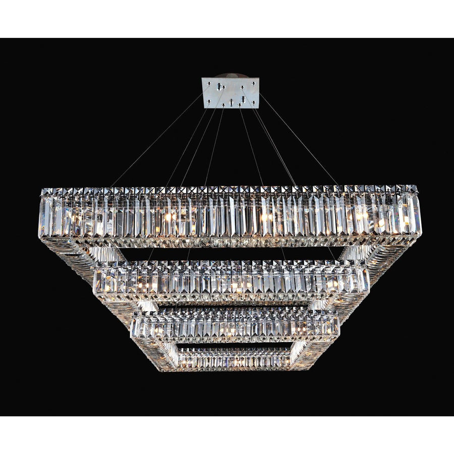 Allegri by Kalco Lighting Pendants Chrome / Firenze Clear Quadro 35 Inch Square 3 Tier Pendant From Allegri by Kalco Lighting 11780