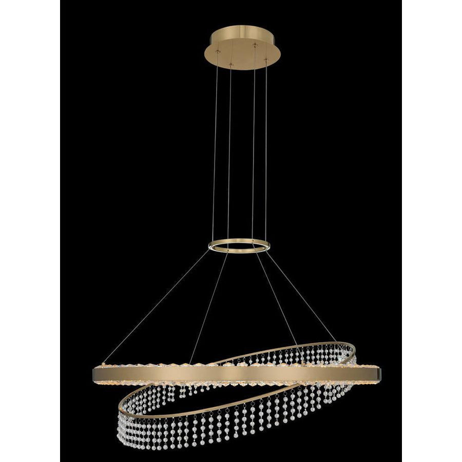 Allegri by Kalco Lighting Pendants Brushed Brass / Clear Firenze Saturno 28 Inch LED Pendant From Allegri by Kalco Lighting 036356