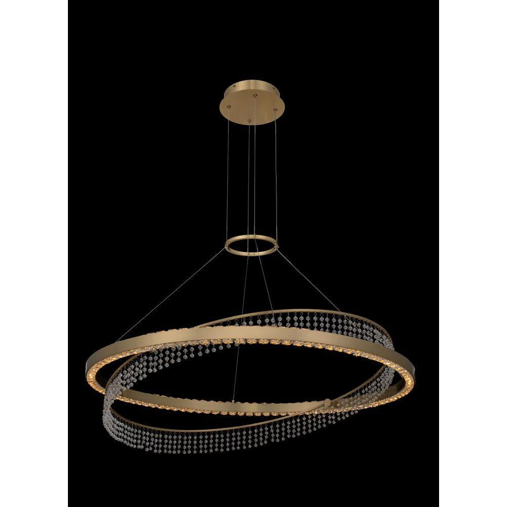 Allegri by Kalco Lighting Pendants Brushed Brass / Clear Firenze Saturno 36 Inch LED Pendant From Allegri by Kalco Lighting 036357