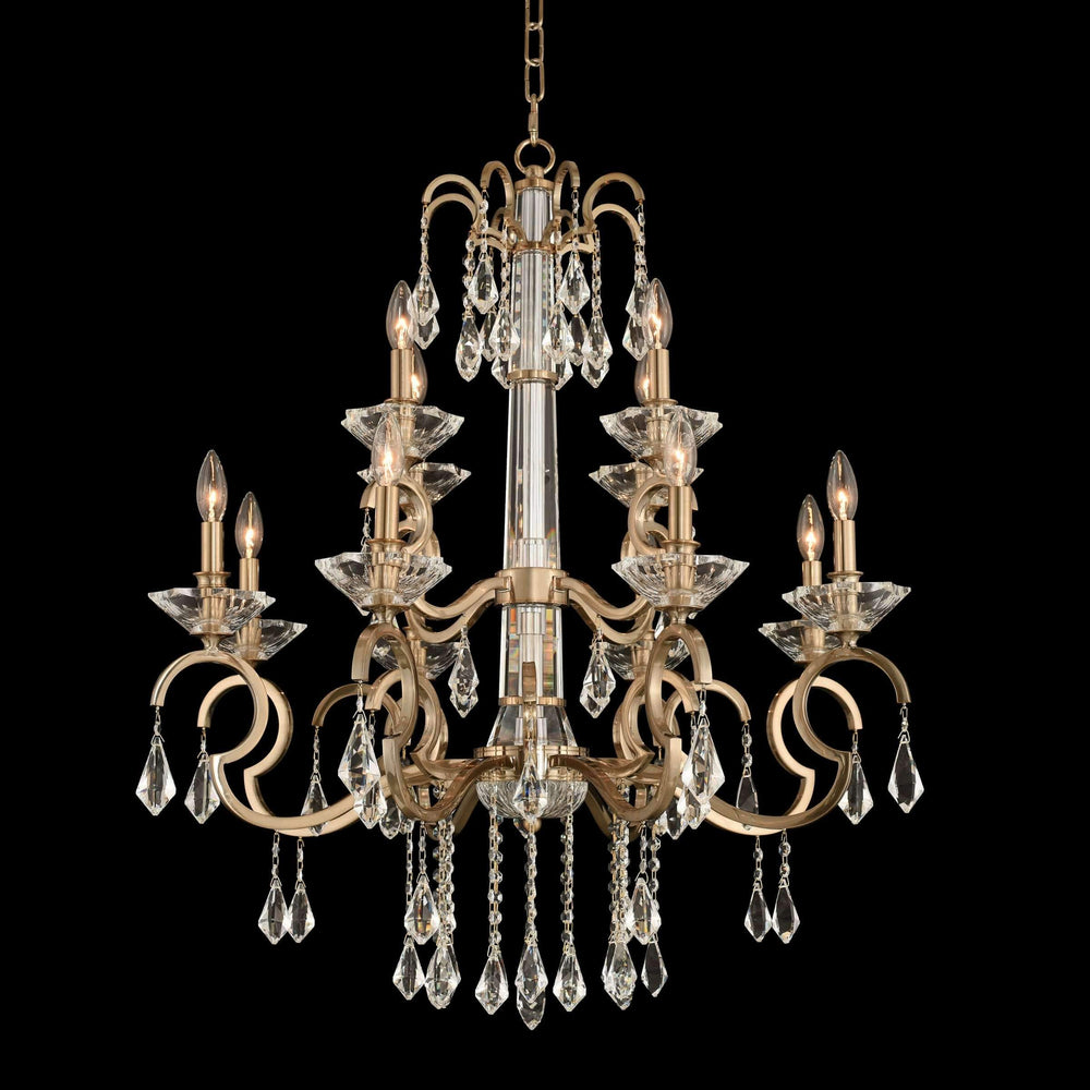 Allegri by Kalco Lighting Chandeliers Brushed Champagne Gold / Firenze Clear Valencia 12 Light Chandelier From Allegri by Kalco Lighting 031652