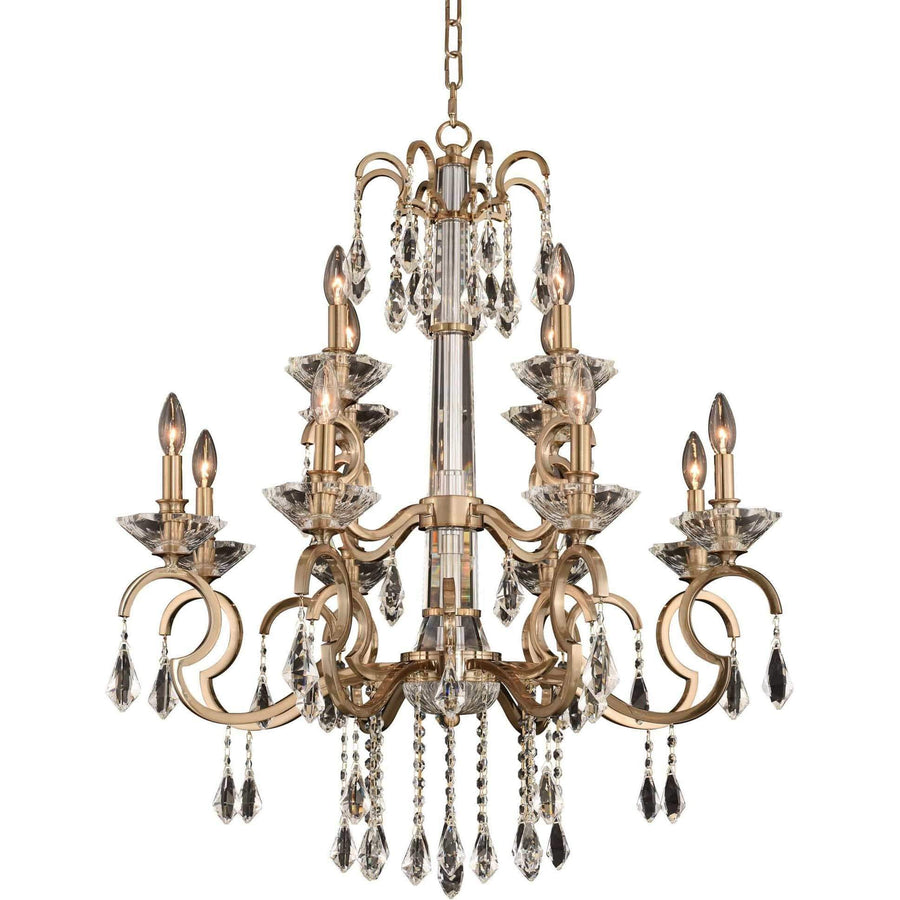 Allegri by Kalco Lighting Chandeliers Brushed Champagne Gold / Firenze Clear Valencia 12 Light Chandelier From Allegri by Kalco Lighting 031652