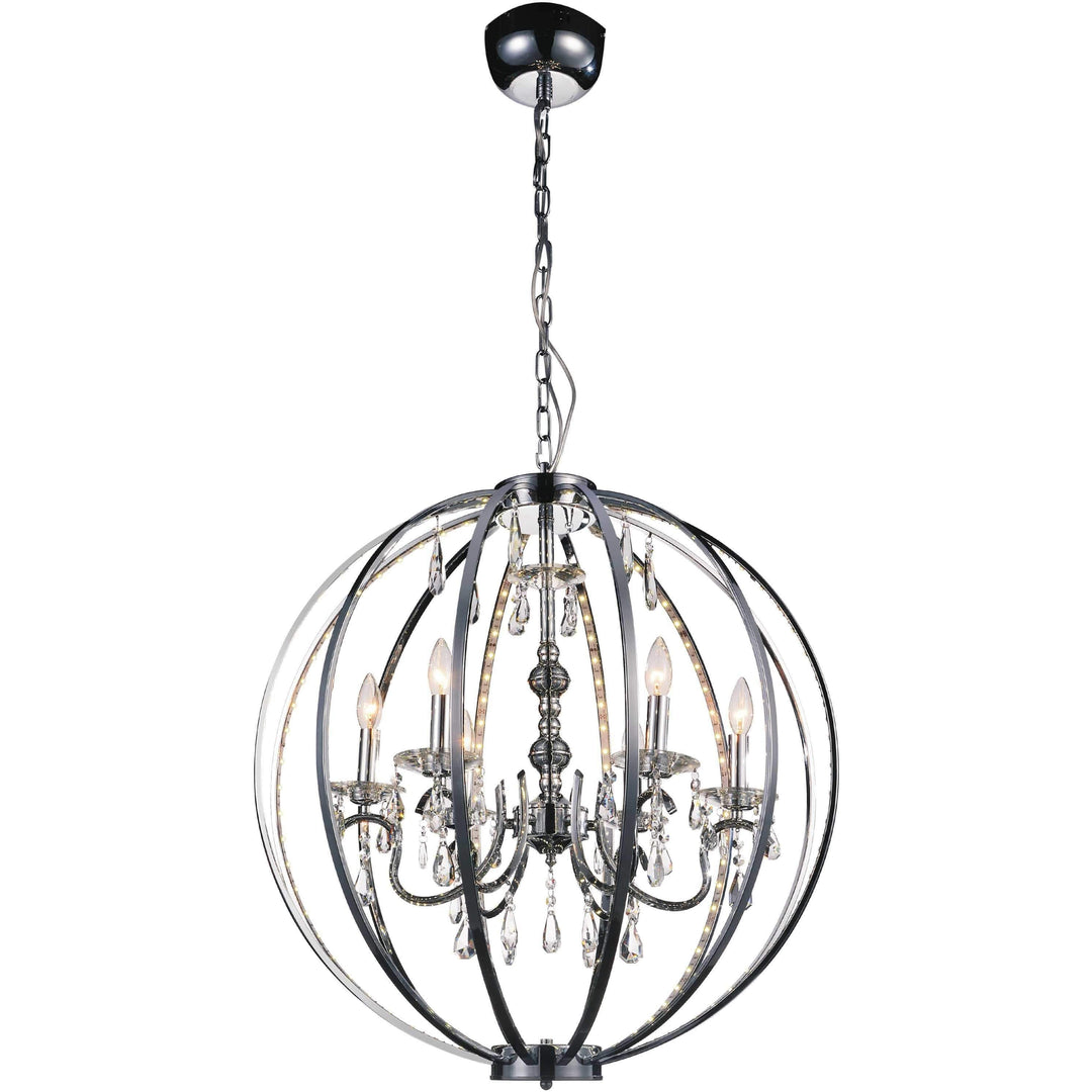 CWI Lighting Chandeliers Chrome / K9 Clear Abia 6 Light Up Chandelier with Chrome finish by CWI Lighting 5025P28C-6