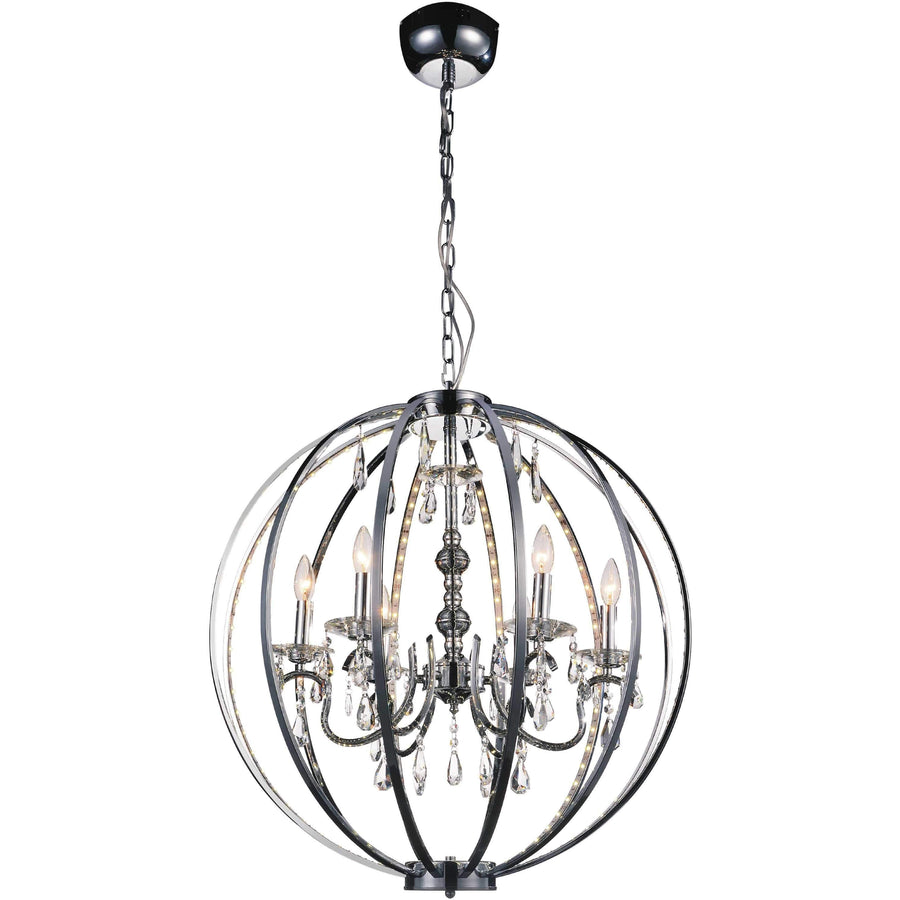 CWI Lighting Chandeliers Chrome / K9 Clear Abia 6 Light Up Chandelier with Chrome finish by CWI Lighting 5025P28C-6