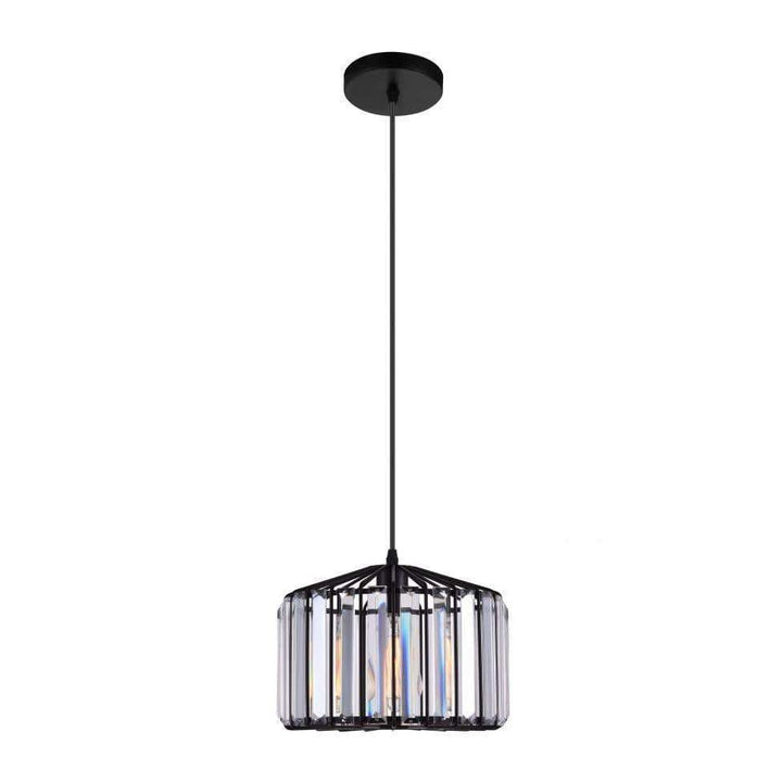 CWI Lighting Pendants Black / K9 Clear Alethia 1 Light Drum Shade Pendant with Black finish by CWI Lighting 9942P10-1-101-C