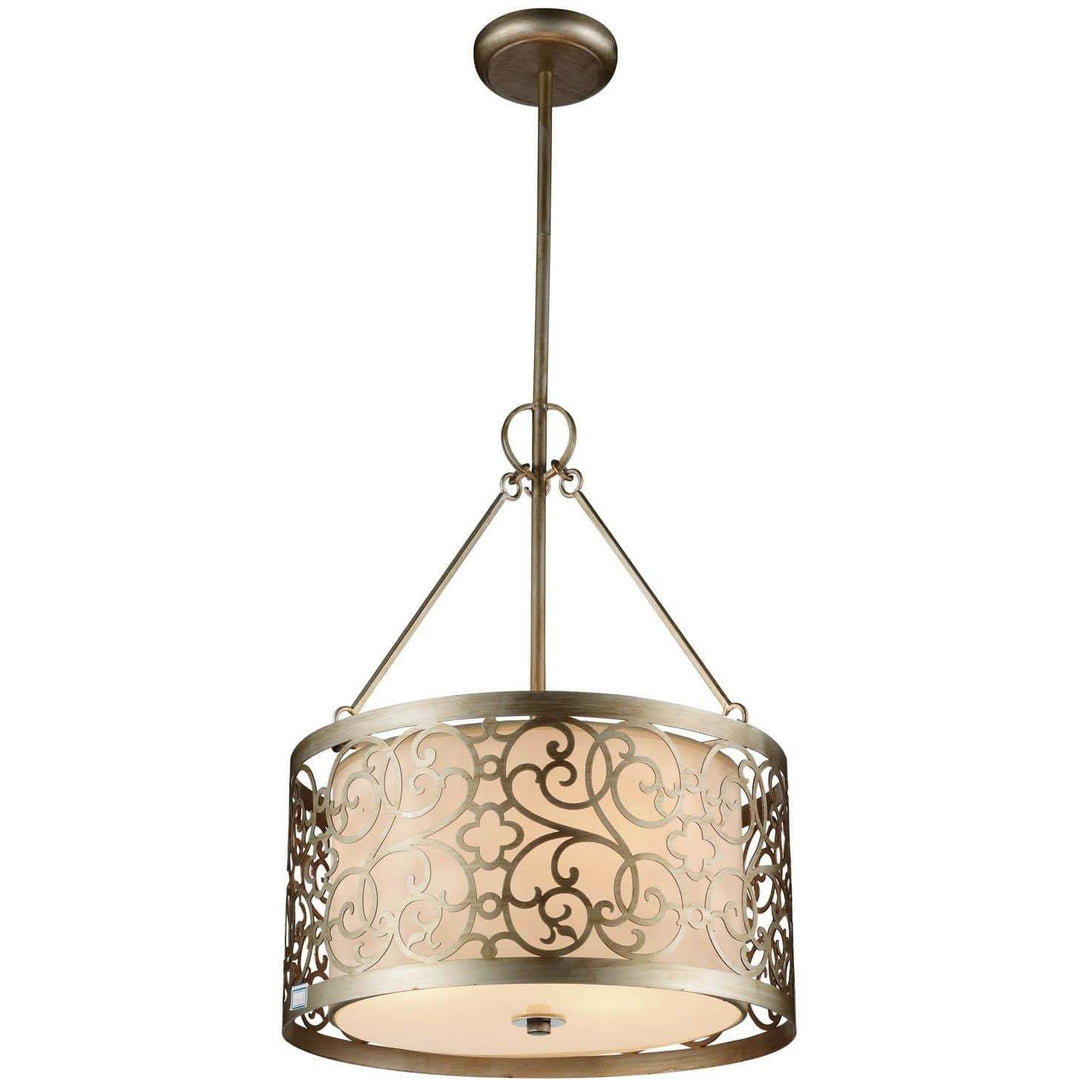 CWI Lighting Chandeliers Rubbed Silver Alexandra 3 Light Drum Shade Chandelier with Rubbed Silver finish by CWI Lighting 9832P15-3-106
