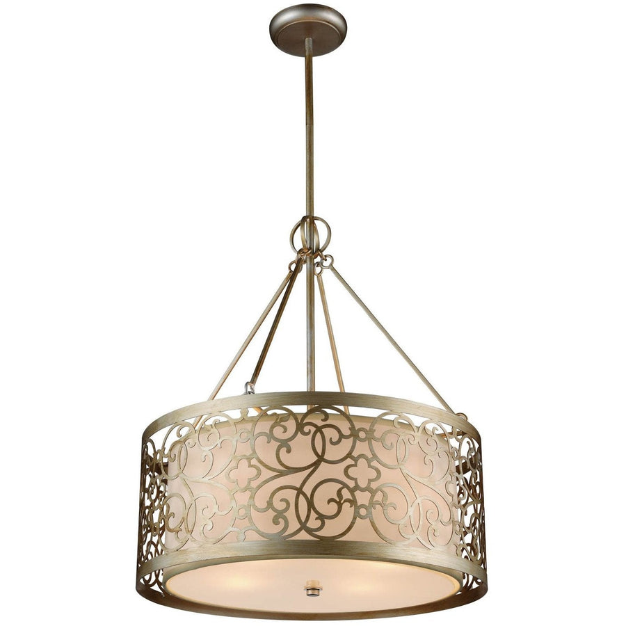 CWI Lighting Chandeliers Rubbed Silver Alexandra 5 Light Drum Shade Chandelier with Rubbed Silver finish by CWI Lighting 9832P22-6-106