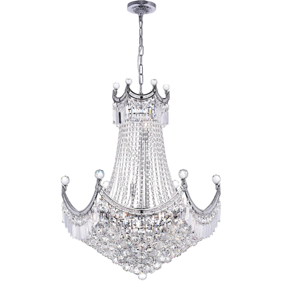 CWI Lighting Chandeliers Chrome / K9 Clear Amanda 15 Light Down Chandelier with Chrome finish by CWI Lighting 8421P28C