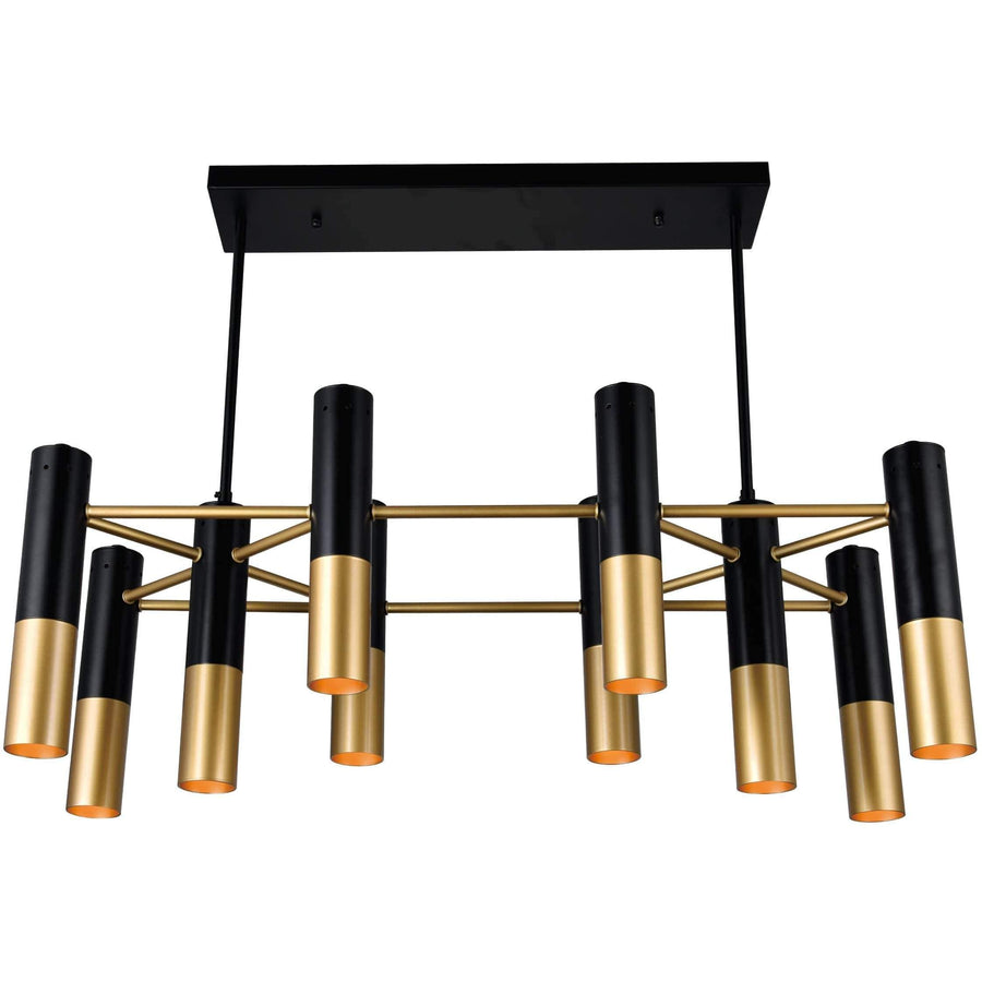 CWI Lighting Chandeliers Matte Black & Satin Gold Anem 10 Light Down Chandelier with Matte Black & Satin Gold finish by CWI Lighting 1015P32-10-129