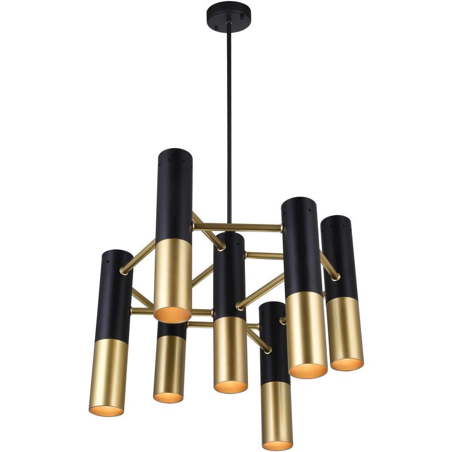 CWI Lighting Chandeliers Matte Black & Satin Gold Anem 7 Light Down Chandelier with Matte Black & Satin Gold finish by CWI Lighting 1015P17-7-129