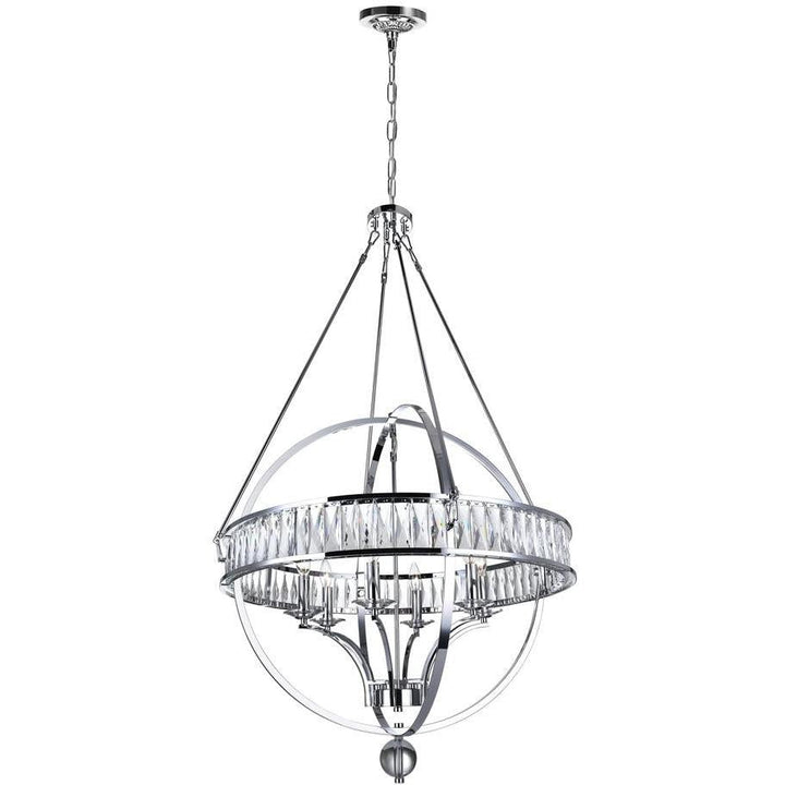 CWI Lighting Chandeliers Chrome / K9 Clear Arkansas 6 Light Chandelier with Chrome finish by CWI Lighting 9957P30-6-601