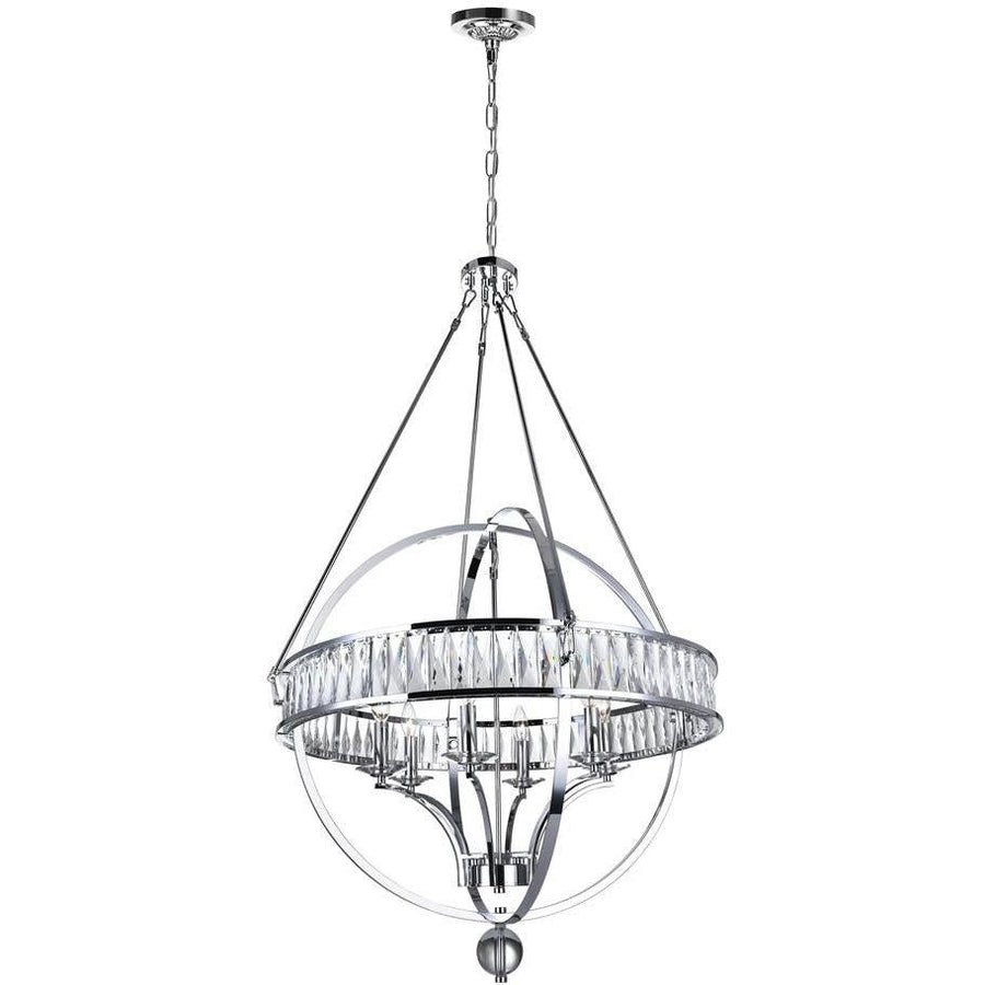 CWI Lighting Chandeliers Chrome / K9 Clear Arkansas 6 Light Chandelier with Chrome finish by CWI Lighting 9957P30-6-601