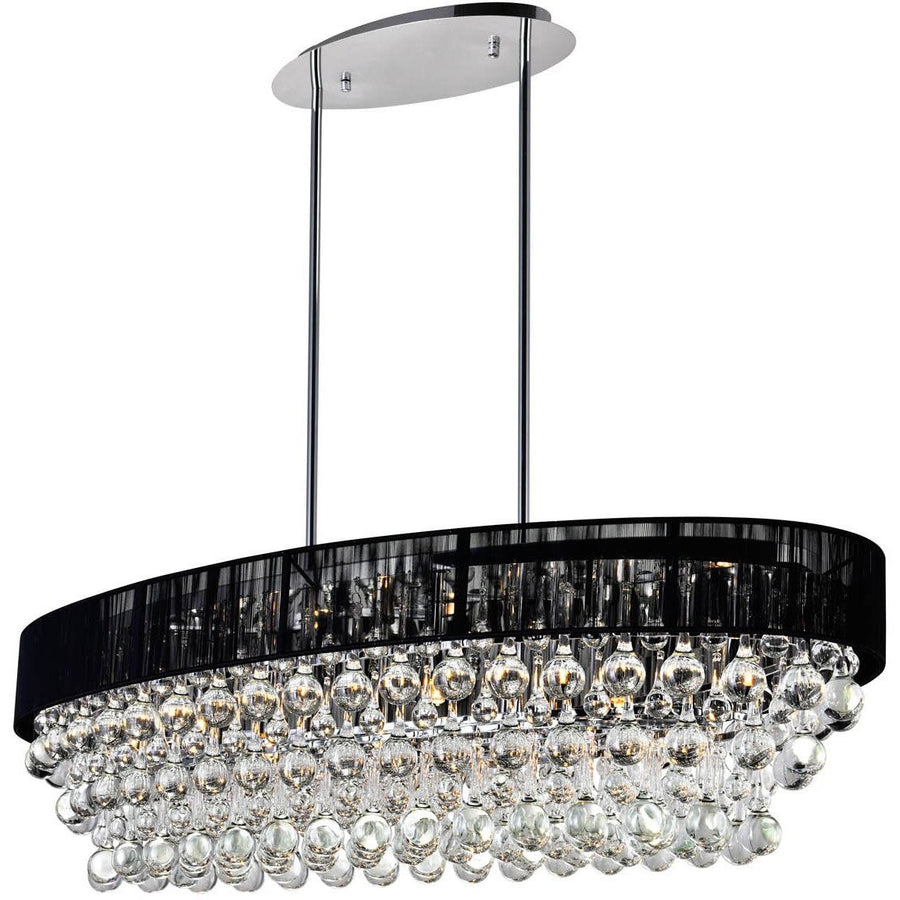 CWI Lighting Chandeliers Chrome / K9 Clear Atlantic 10 Light Drum Shade Chandelier with Chrome finish by CWI Lighting 5422P36C-O (Black)
