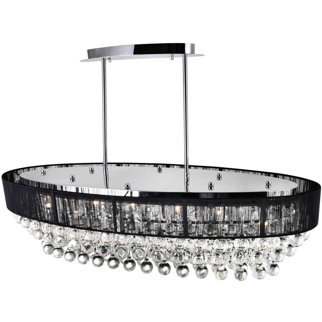 CWI Lighting Chandeliers Chrome / K9 Clear Atlantic 10 Light Drum Shade Chandelier with Chrome finish by CWI Lighting 5422P36C-O (Black)