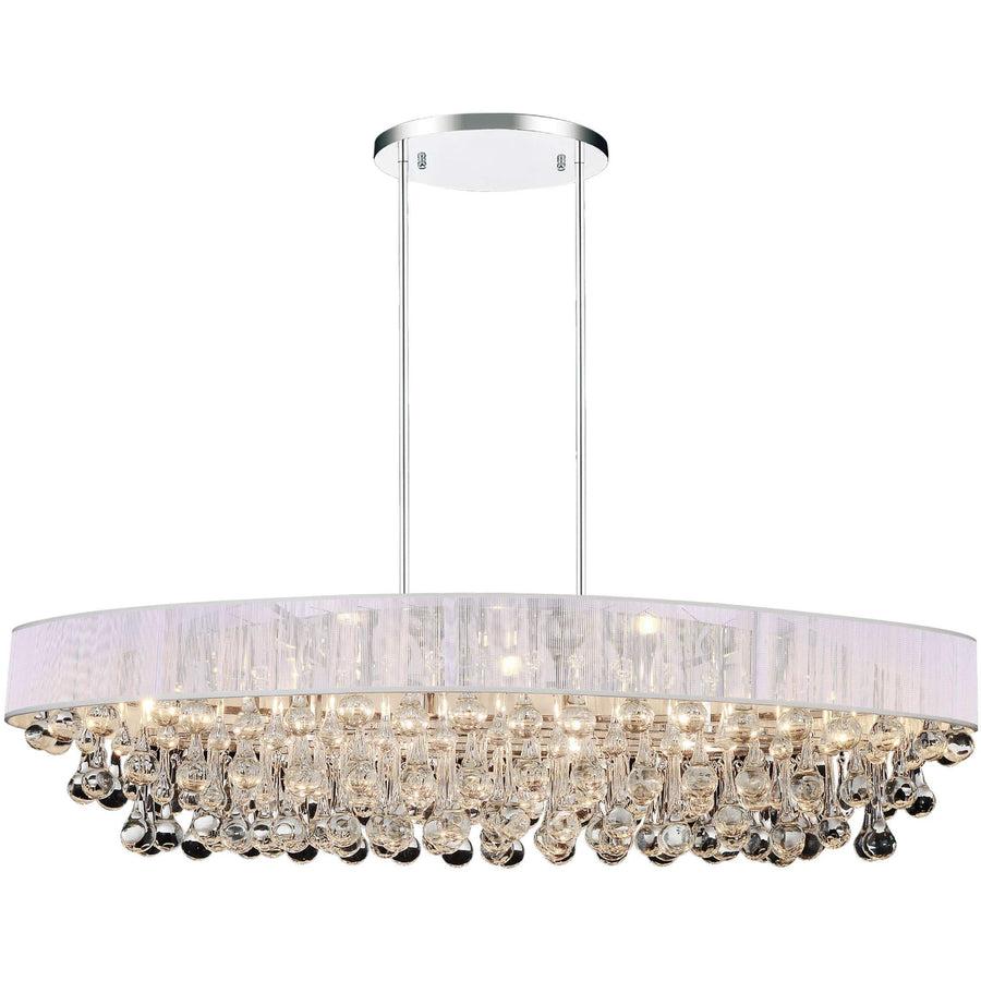 CWI Lighting Chandeliers Chrome / K9 Clear Atlantic 10 Light Drum Shade Chandelier with Chrome finish by CWI Lighting 5422P36C-O (White)