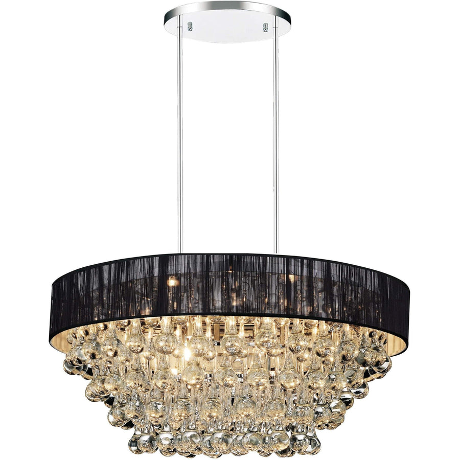 CWI Lighting Chandeliers Chrome / K9 Clear Atlantic 6 Light Drum Shade Chandelier with Chrome finish by CWI Lighting 5422P18C-R (Black)