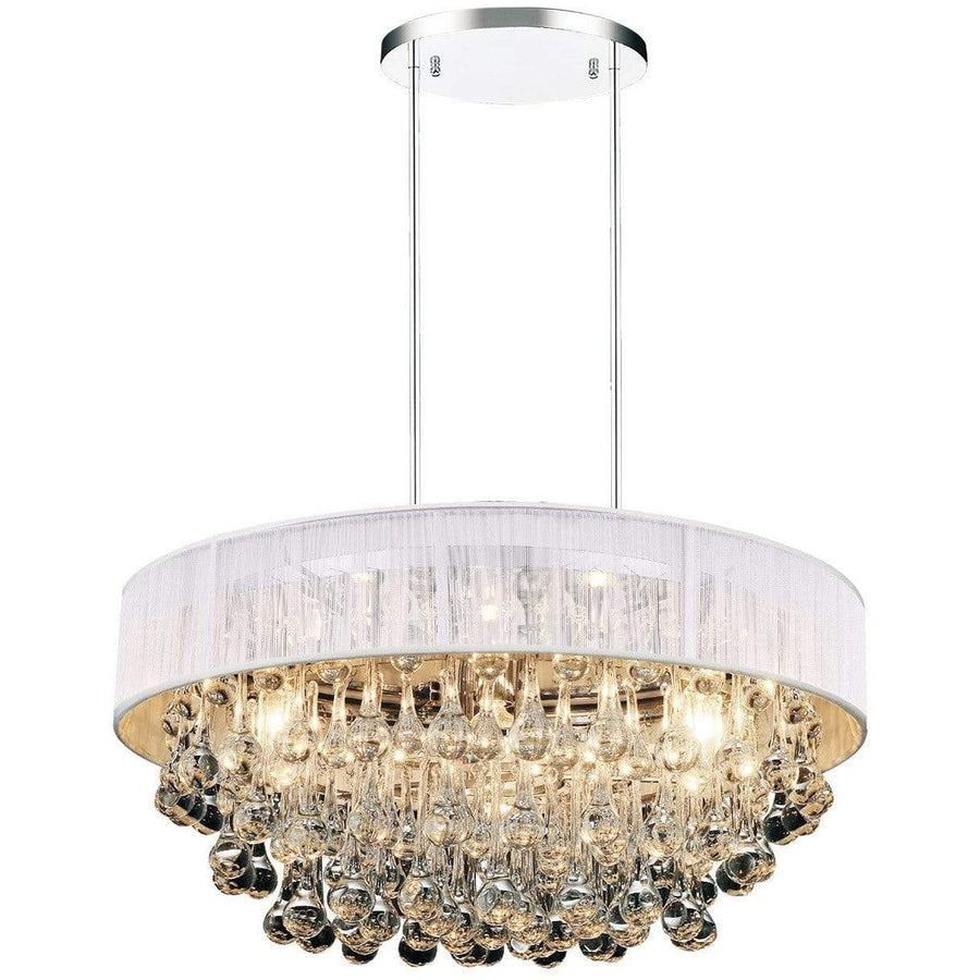 CWI Lighting Chandeliers Chrome / K9 Clear Atlantic 6 Light Drum Shade Chandelier with Chrome finish by CWI Lighting 5422P18C-R (White)