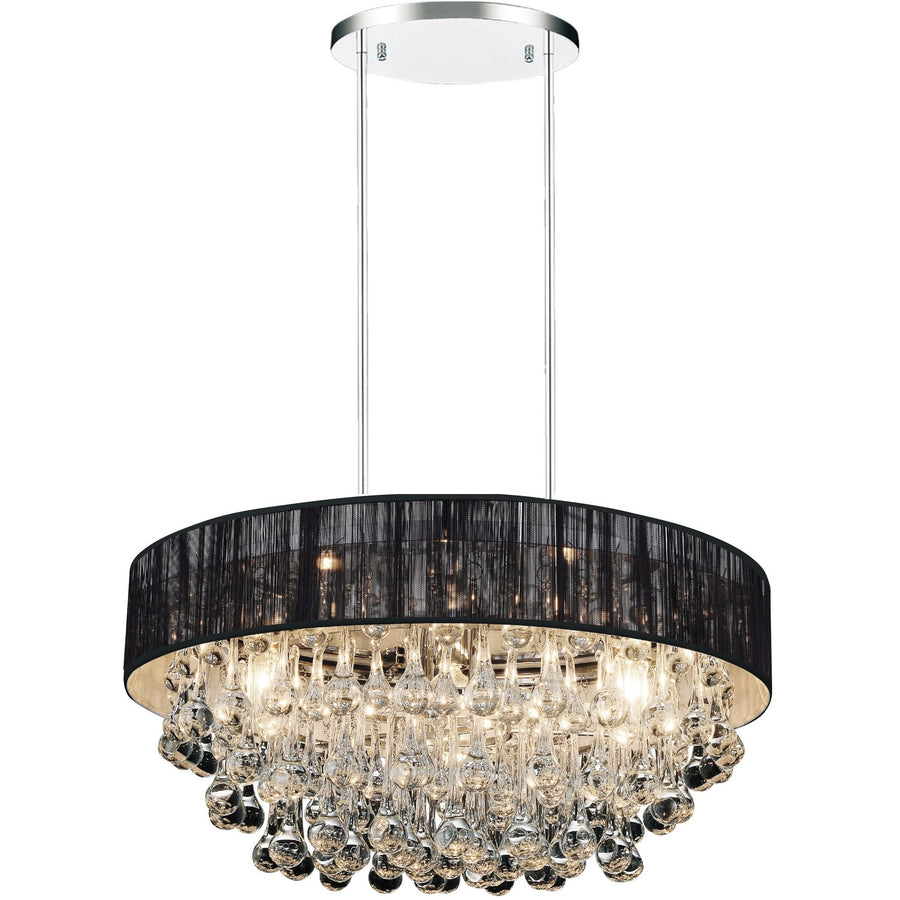 CWI Lighting Chandeliers Chrome / K9 Clear Atlantic 8 Light Drum Shade Chandelier with Chrome finish by CWI Lighting 5422P22C-R (Black)