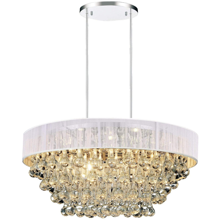 CWI Lighting Chandeliers Chrome / K9 Clear Atlantic 8 Light Drum Shade Chandelier with Chrome finish by CWI Lighting 5422P22C-R (White)