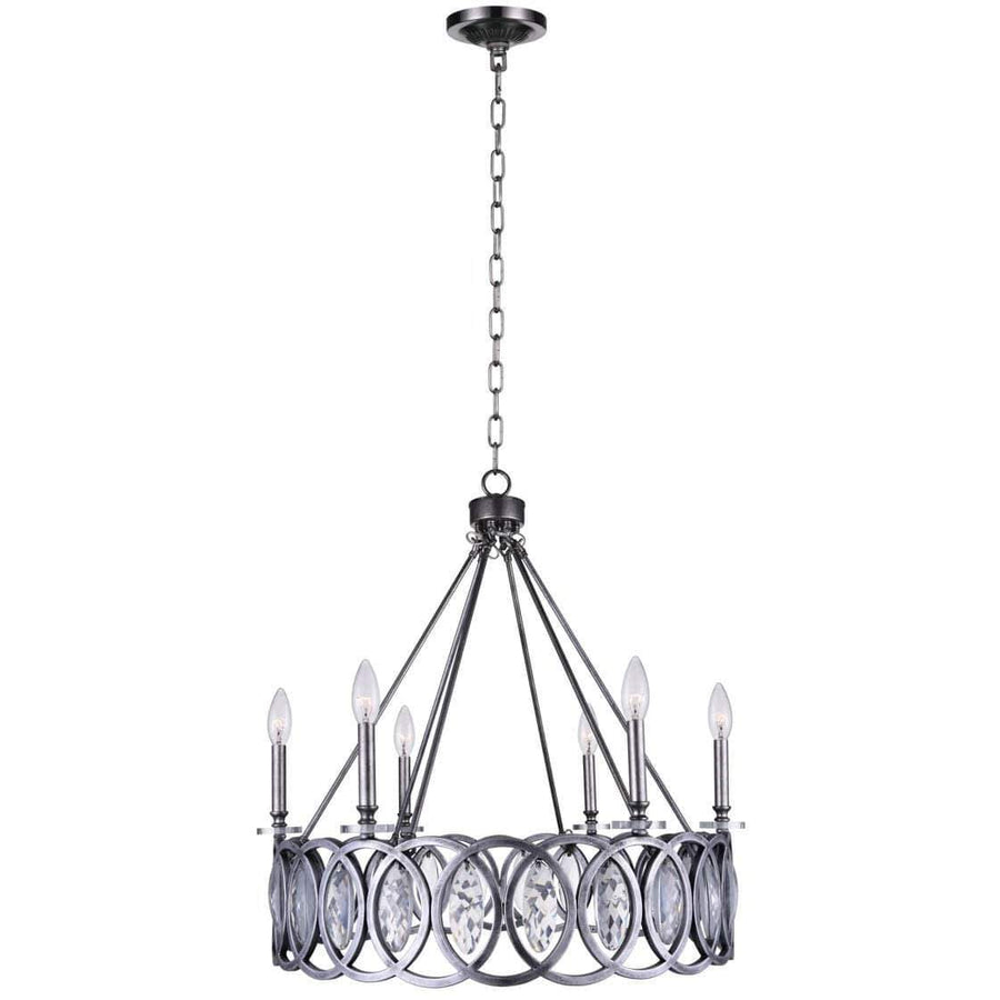 CWI Lighting Chandeliers Gun Metal Attis 6 Light Candle Chandelier with Gun Metal finish by CWI Lighting 9894P29-6-224