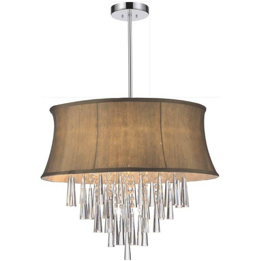 CWI Lighting Chandeliers Chrome Audrey 6 Light Drum Shade Chandelier with Chrome finish by CWI Lighting 5532P19C (Brown)